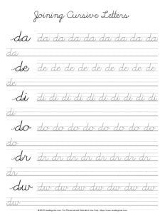 Cursive Letter D writing Practice - joining letters