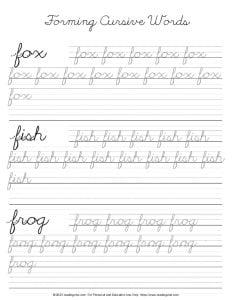 Cursive Letter F - Forming Words