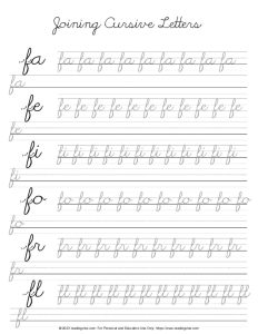 Cursive Letter F - Joining Letters
