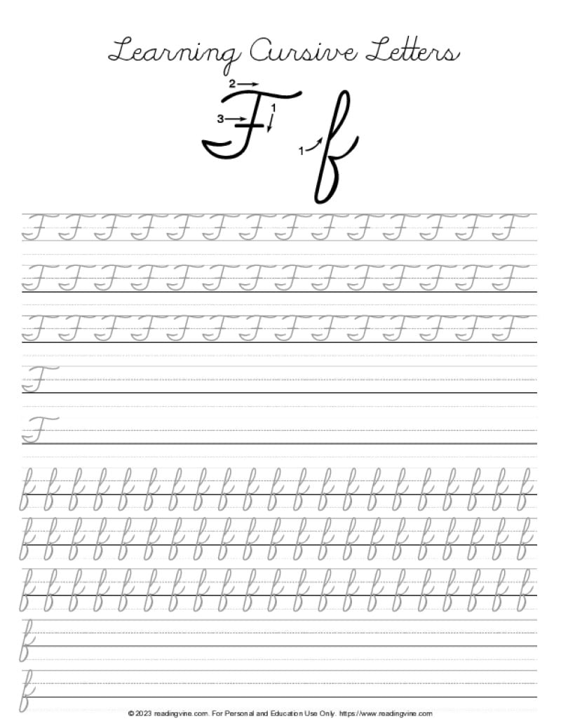 Cursive Writing Practice Sheets (PDF) ReadingVine
