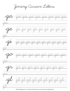 Cursive Letter G - Joining Letters Practice