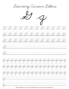 Cursive Letter G Practice Worksheet