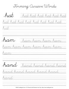 Cursive Letter H - Word Formation PDF