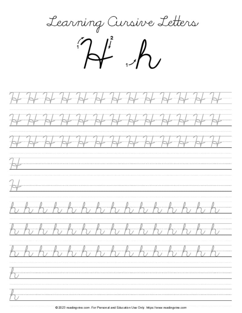 cursive lowercase h