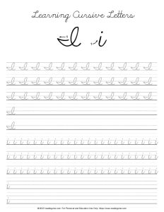 Cursive Letter I Practice Worksheet