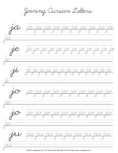 Cursive Letter J - Letter Joining Practice