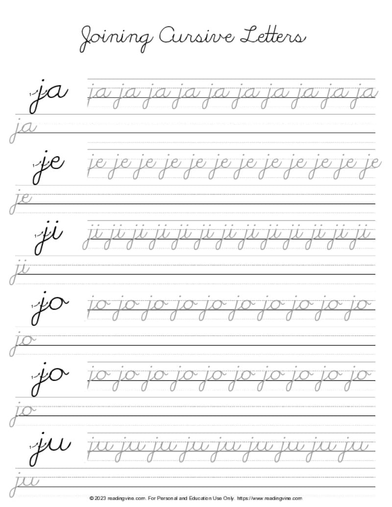 Cursive Letter J - Letter Joining Practice