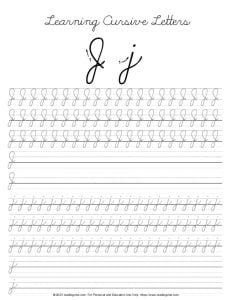 Cursive Letter J Practice Worksheet