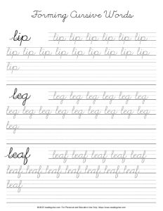 Cursive Letter K - word Formation Practice Sheeet