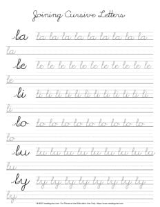 Cursive Letter K - Joining Letters PDF Practice Sheet