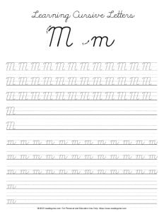 Cursive Letter M Practice Worksheet