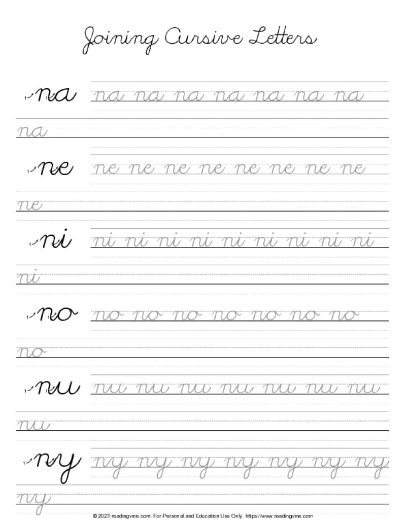 Cursive Letter N - Letter Joins