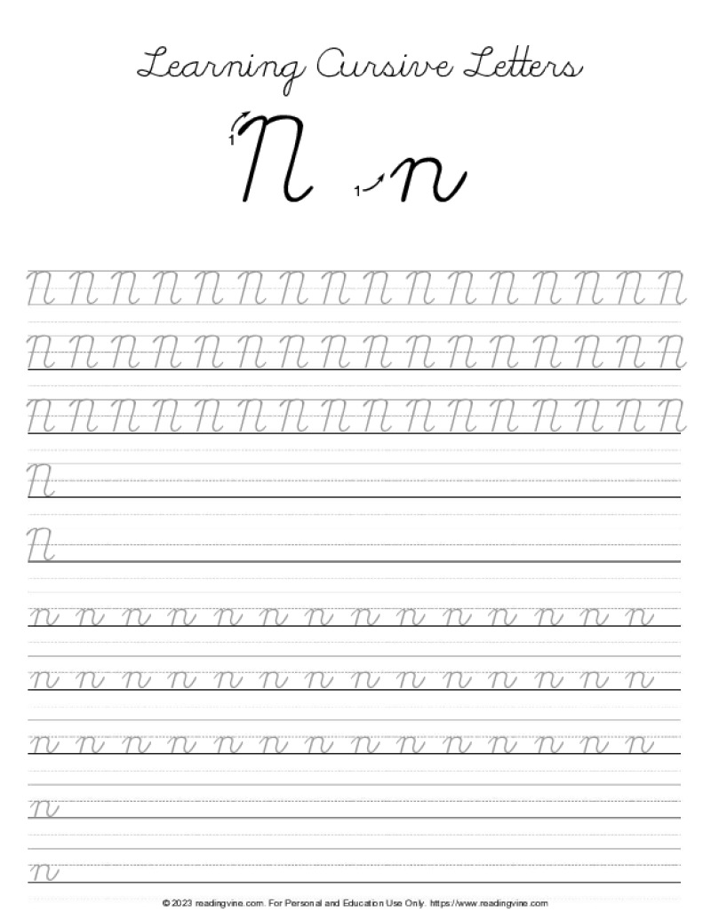 Cursive Writing Letter N ReadingVine