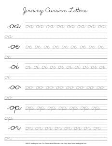 Cursive Letter O - Letter Joining Practice PDF