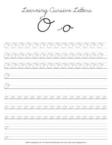 Cursive Letter O Practice Worksheet