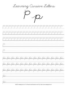 Cursive Letter P Practice Worksheet