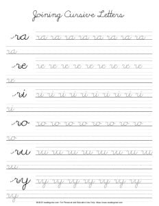 Cursive Letter R - Joining Letters PDF