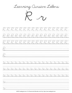 Cursive Letter R Practice Worksheet