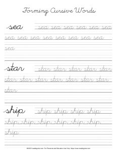 Cursive Letter S - Word Formation Practice PDF