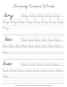 Cursive Letter T - Word Formation Activity PDF