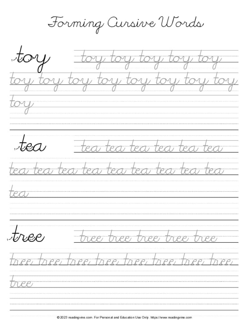 Cursive Letter T - Word Formation Activity PDF