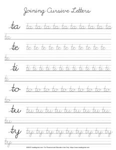 Cursive Letter T - Joining Letters Practice Activity