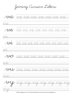 Cursive Letter V - Letter Joining PDF Practice