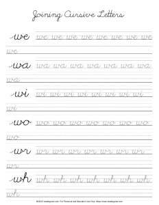 Cursive Letter W - Letter Joins PDF Practice