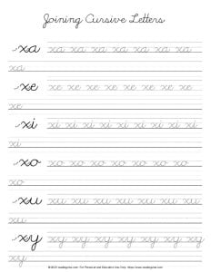 Cursive Letter X - Letter Joins Practice PDF