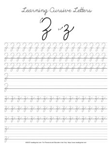 Cursive Letter Z Tracing