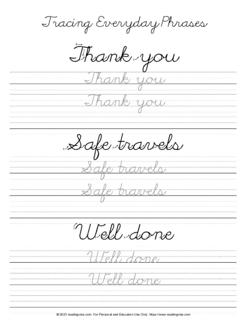 Cursive Letters – Tracing Every Day Phrases 3