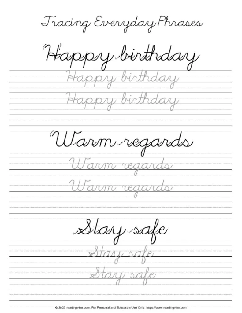 Cursive Letters – Tracing Every Day Phrases 4