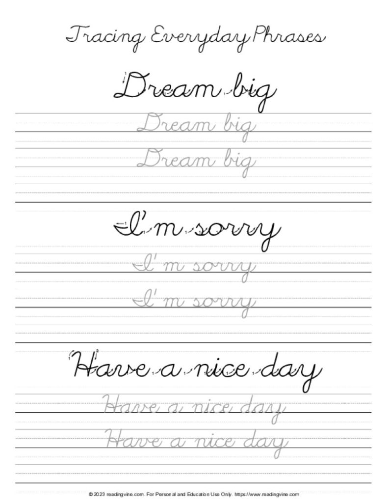 Cursive Letters – Tracing Every Day Phrases 7