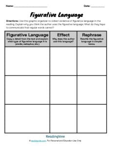 Figurative Language Graphic Template - Middle and High School