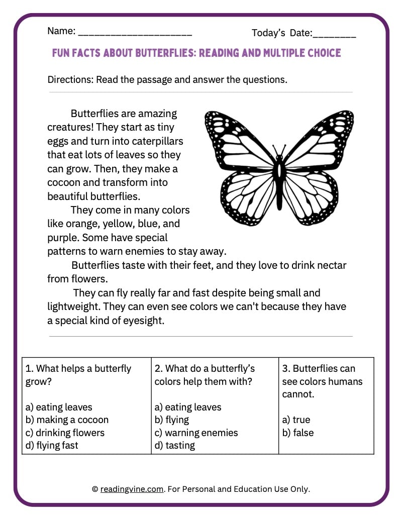 Fun facts about butterflies for younger grades activity image