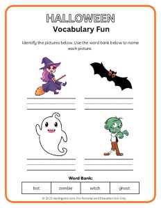 Halloween Vocabulary Words Activity