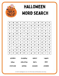 Halloween Word Search