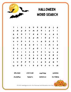 Halloween Word Search