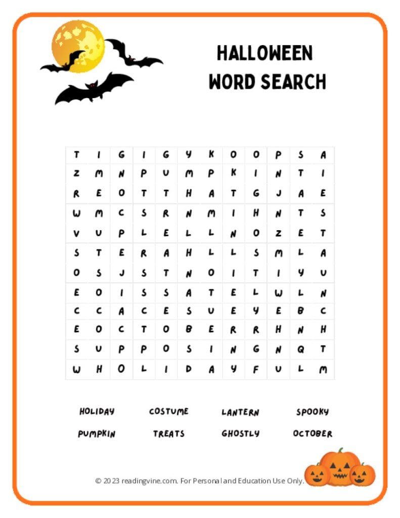 Halloween Word Search Activity 3