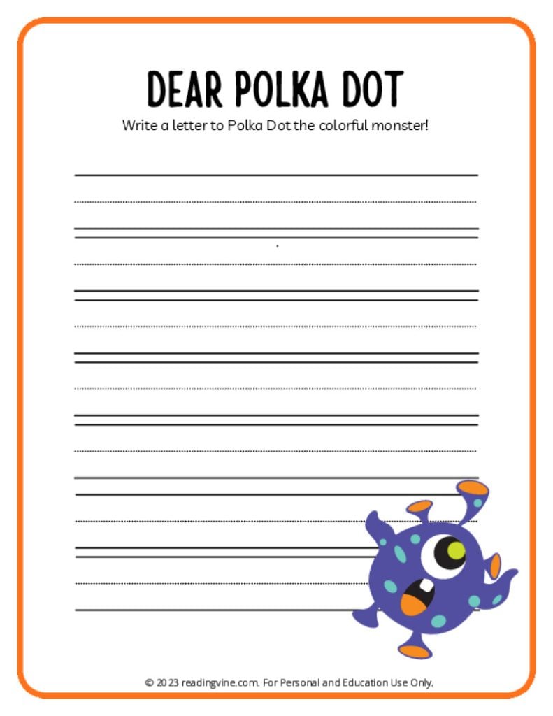 Write a Letter to Polka Dot, the whacky Halloween purple monster