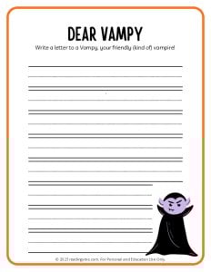 Write a Letter to Vampy - Halloween Activity