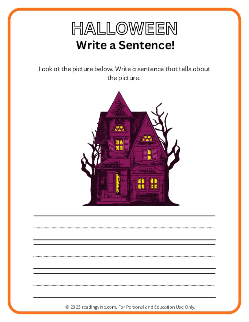 Halloween -Write a Sentence Activity PDF