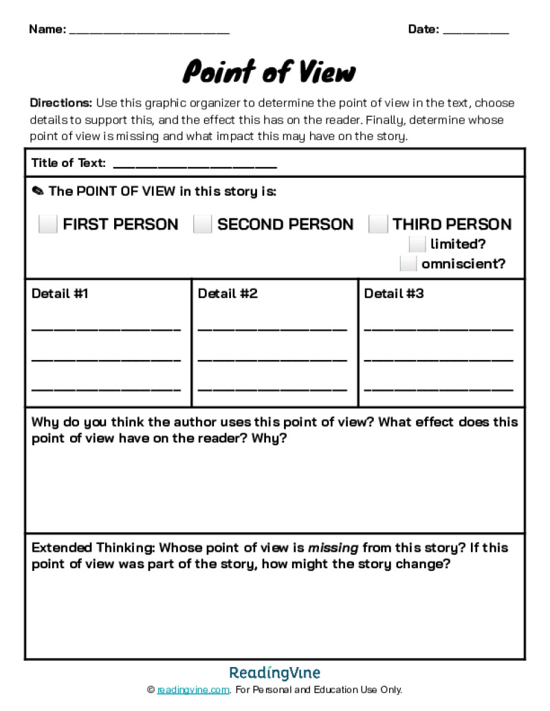 Point of View Graphic Template - Middle and High School