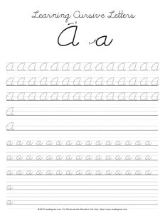 Cursive Letter Tracing A-Z PDF Printable
