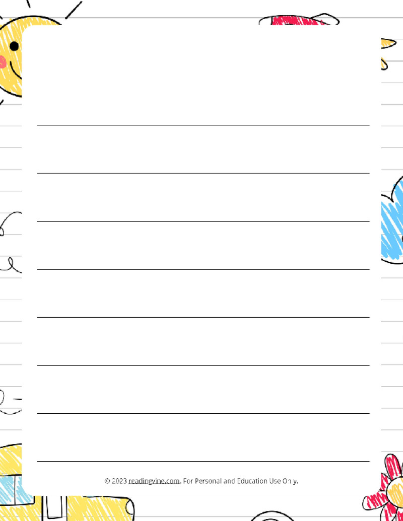 August Theme #1 Wide Ruled Lined Paper