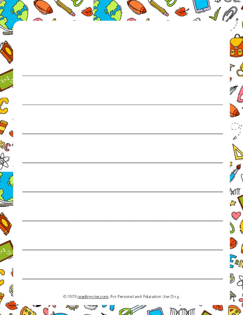 August Theme #2 Wide Ruled Lined Paper