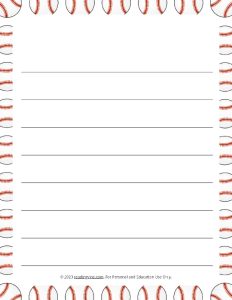 Baseball Theme #2 Wide Ruled Lined Paper