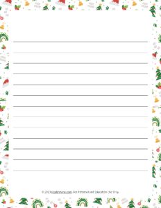 Christmas Theme Narrow Rule Lined Paper