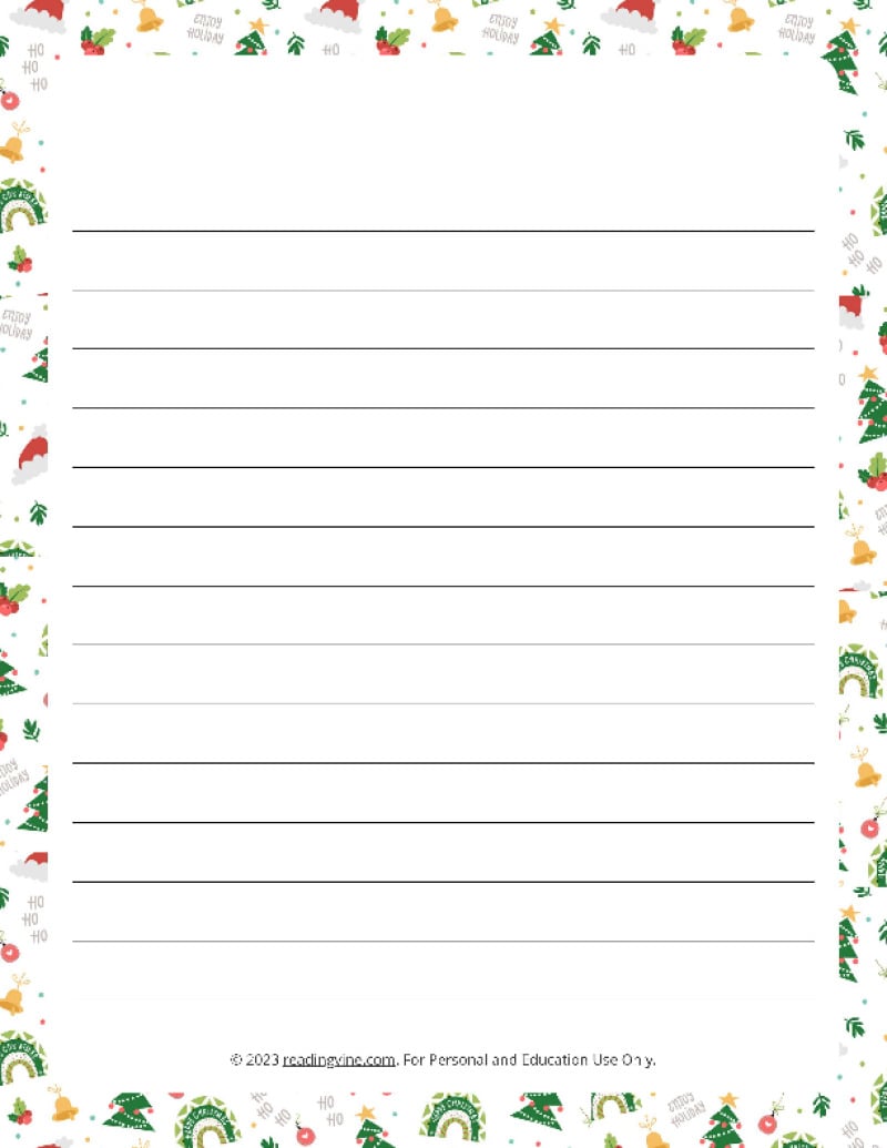 Christmas Theme Narrow Rule Lined Paper