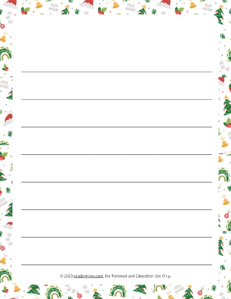 Christmas Theme Wide Ruled Lined Paper